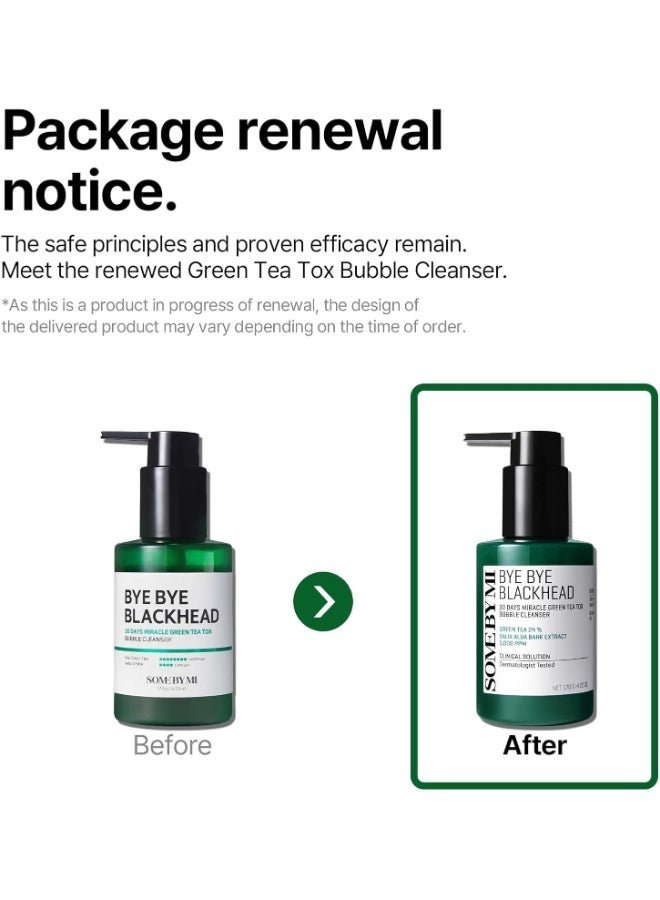 Some by Mi Bye Bye Blackhead 30 Days Miracle Green Tea Tox Bubble Cleanser, 4.23 Oz Packaging May Vary Clear 120grams