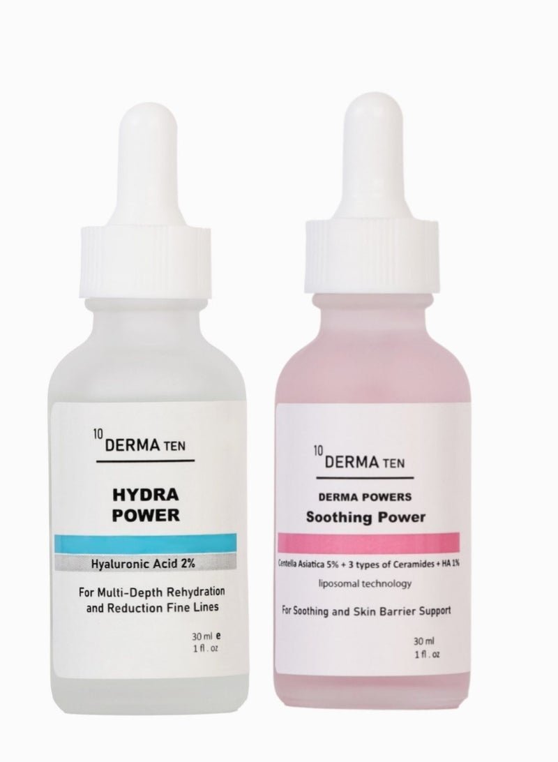 DERMA TEN Hydra Repair Bundle Hydra Power Hyaluronic Acid 2%+ Derma Powers Soothing Power Centella Asiatica 5%