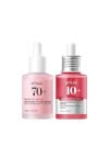 Anua Pink Serum Duo for Korean Glass Skin:10% Niacinamide + 4% Tranexamic Acid Serum & Peach 70 Niacinamide Serum for Dull Skin, Skin Barrier, Korean Skincare 30ml